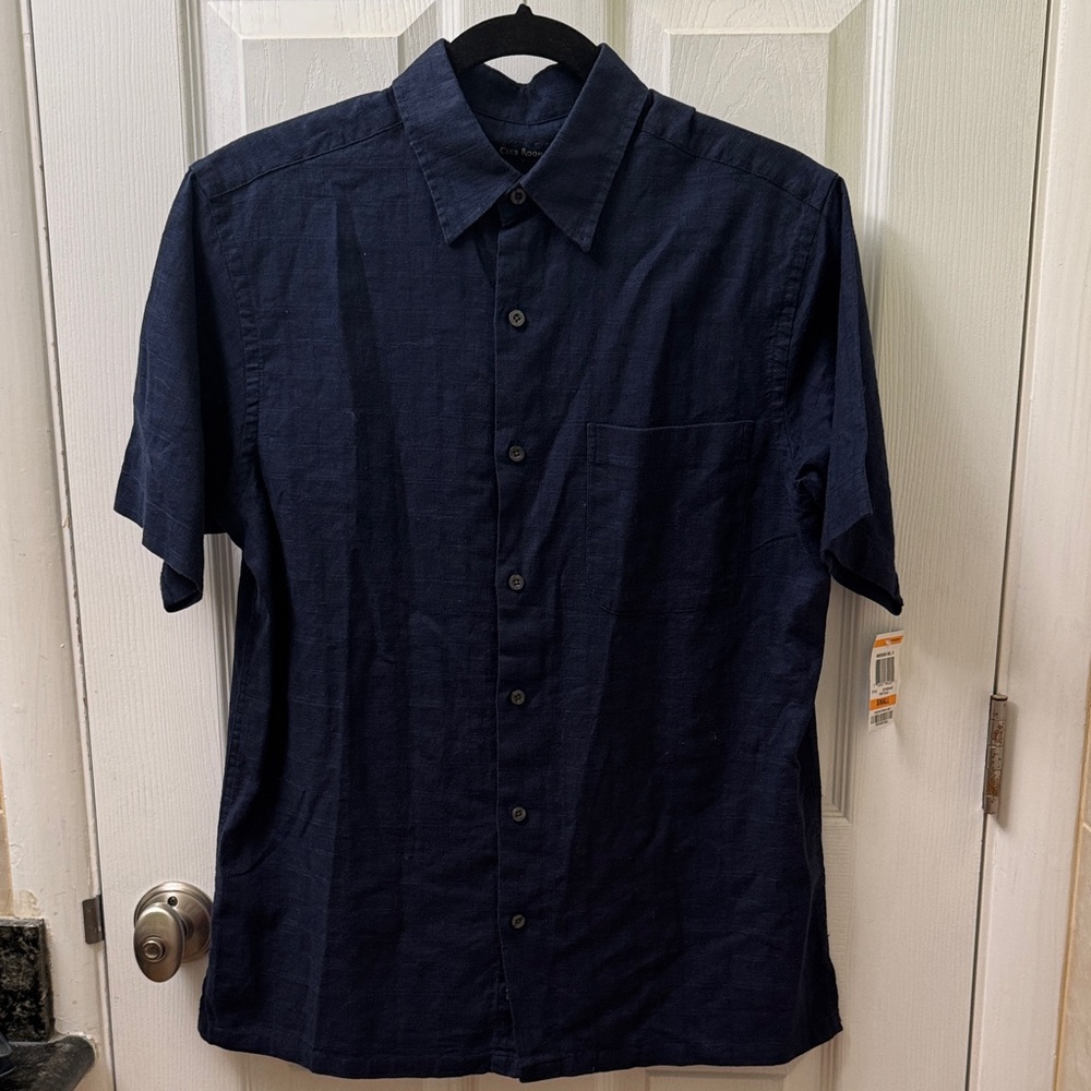 Club Room Dark Blue Casual Button Down Shirt